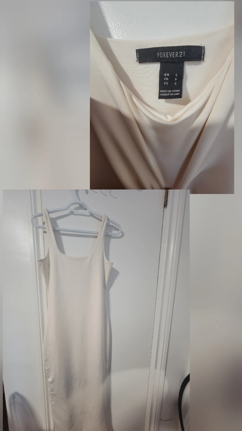 Forever 21 cream fitted midi dress