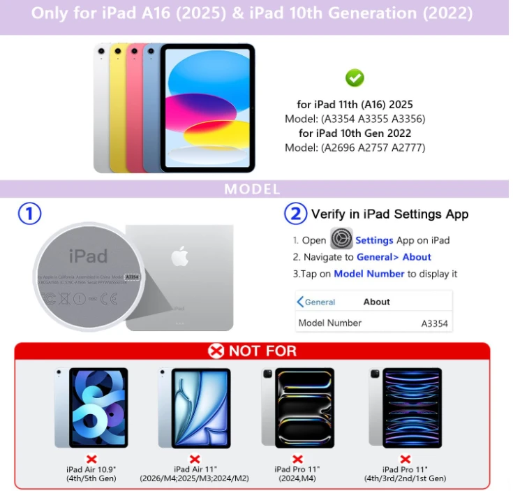 iPad A16 (2025) & iPad 10th Gen Keyboard Case - Purple - photo 3