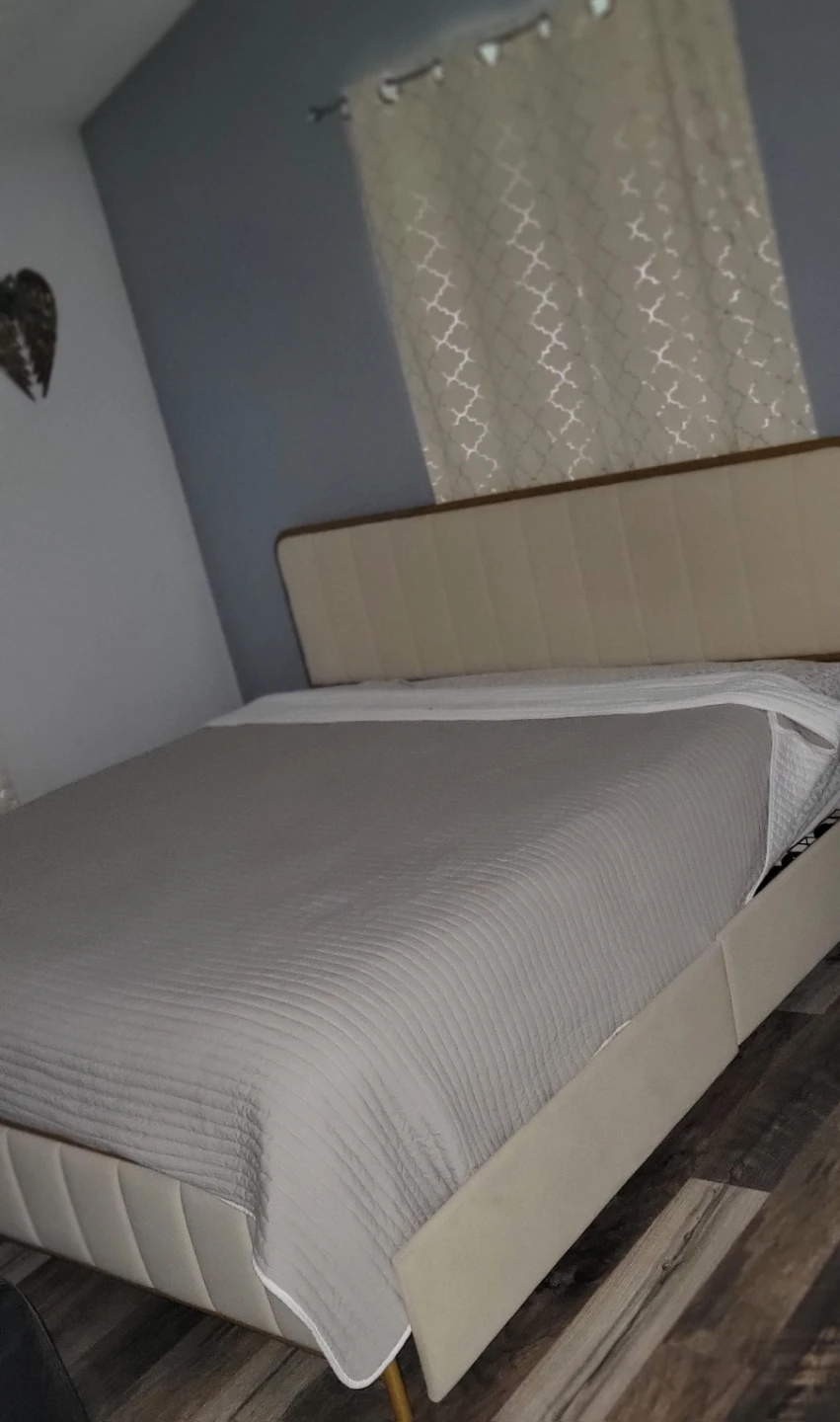 Velvet Upholstered Platform Bed Frame and Matress - photo 2