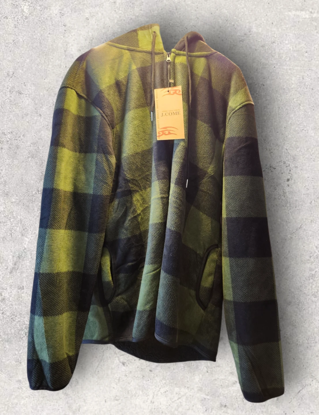J.COME Plaid Sherpa Lined Hoodie