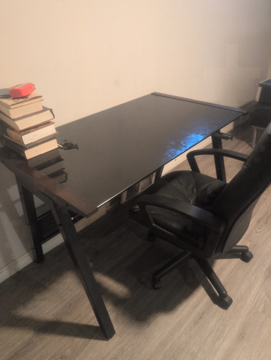 Black Modern Desk with Glass Top