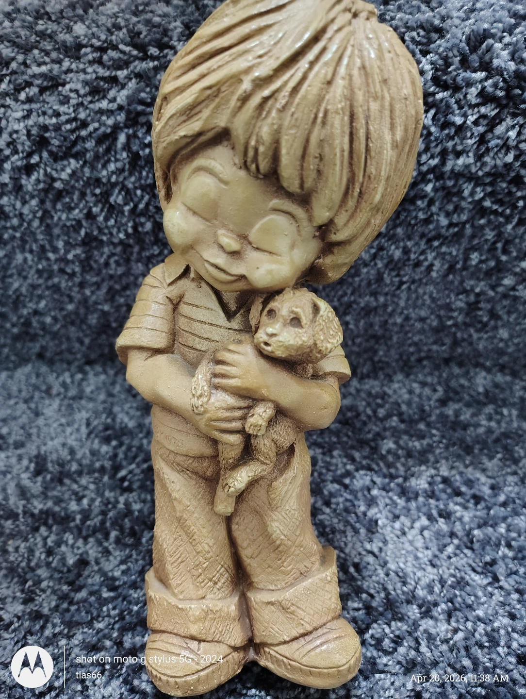 Boy Holding Puppy Figurine