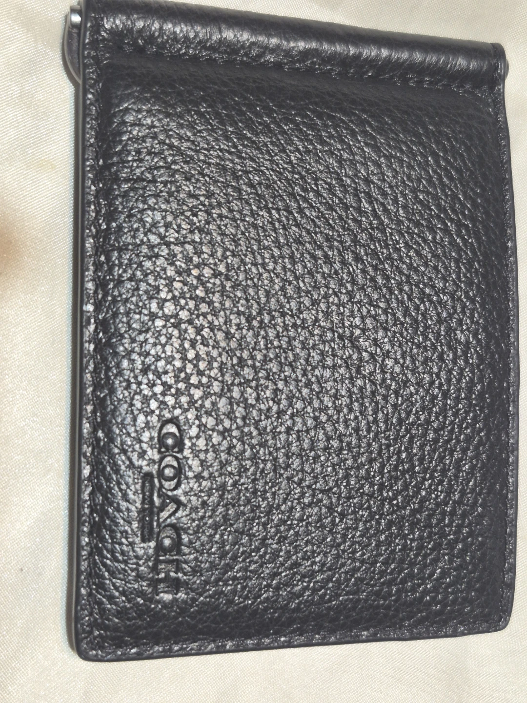 Coach Black Leather Money Clip Wallet