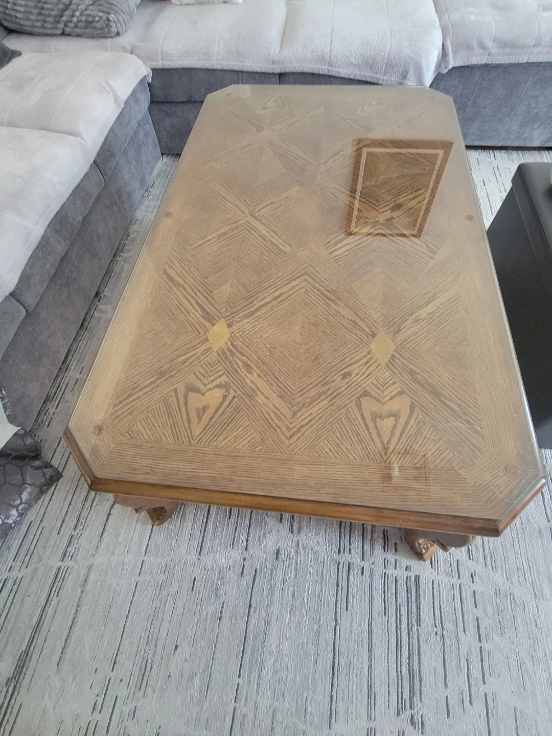 Wooden coffee table with glass top - photo 3