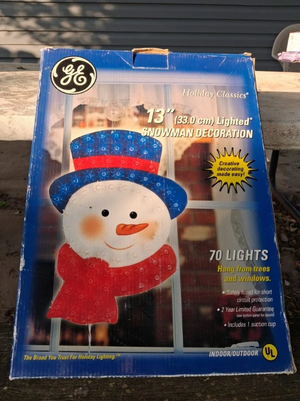GE 13" Lighted Snowman Decoration - 70 Lights