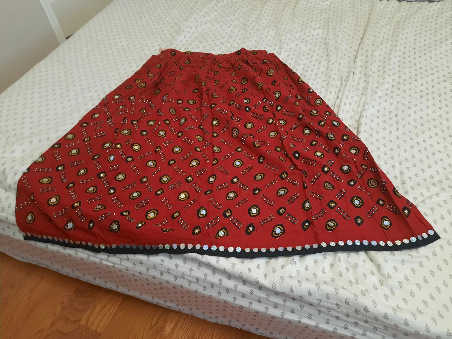 Red Skirt with Mirror Work