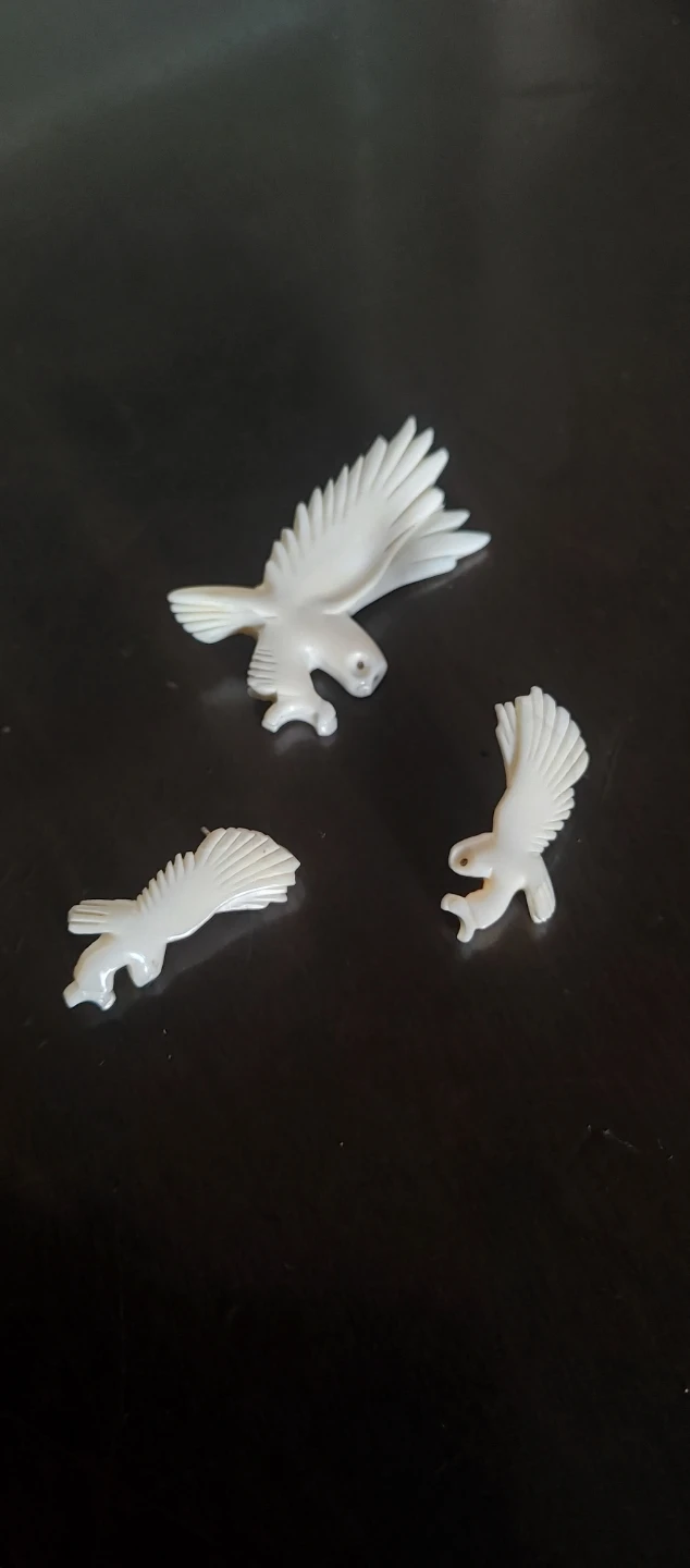 Set of 3 White Eagle Figurines