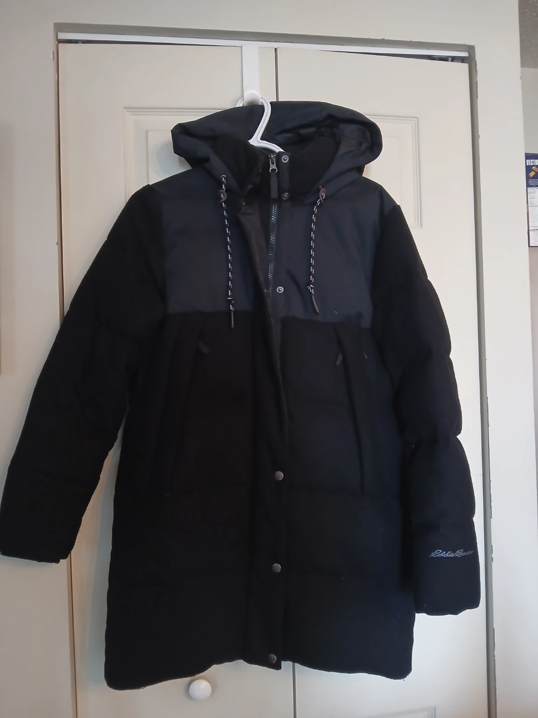 Eddie Bauer Menoken down parka black winter coat, size small (S)
