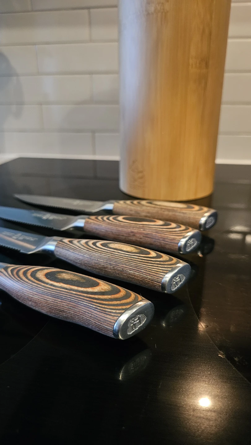 TUO Cutlery Fiery Phoenix Steak Knives Set with Bamboo Block - photo 2