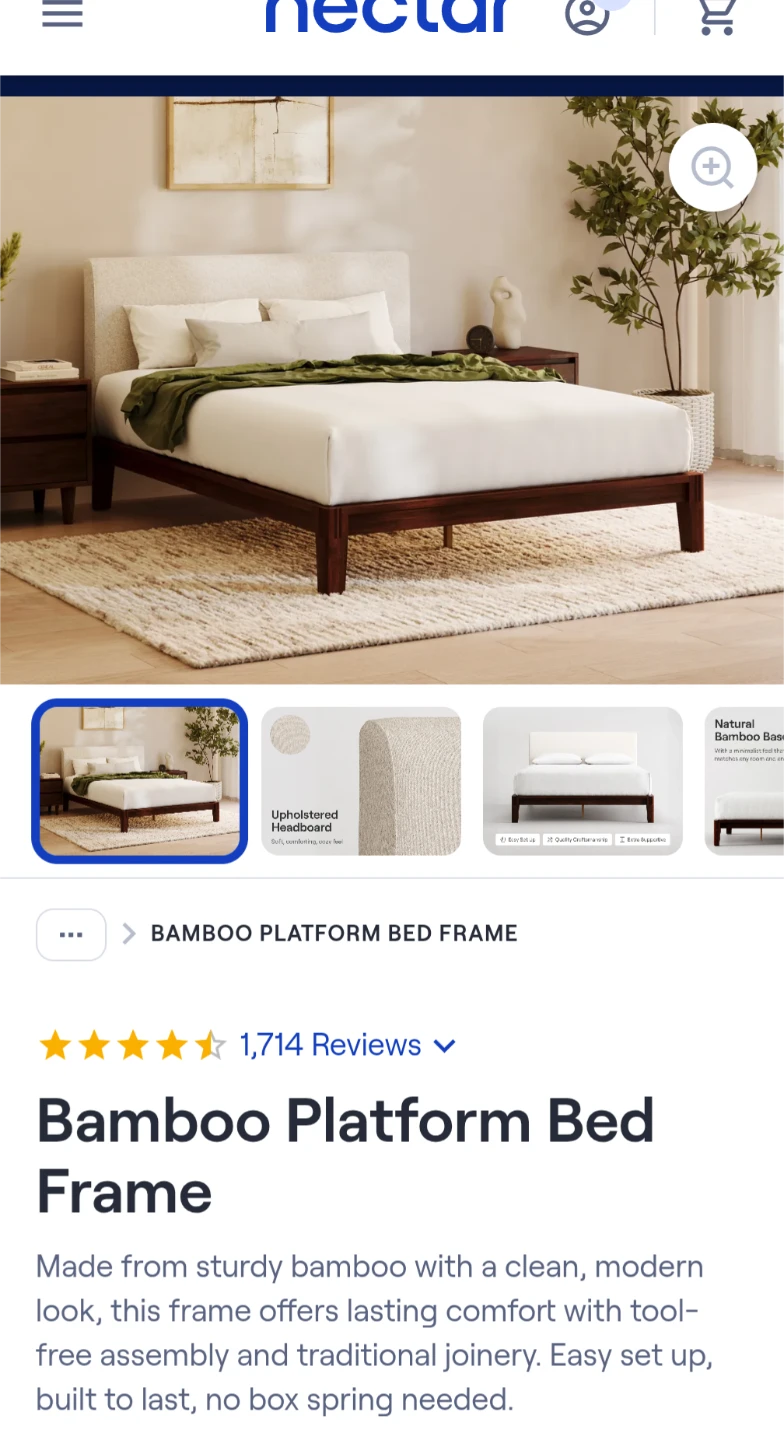 Nectar Queen Bamboo Platform Bed