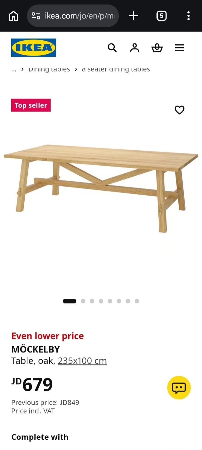IKEA MÖCKELBY Oak Dining Table 235x100 cm