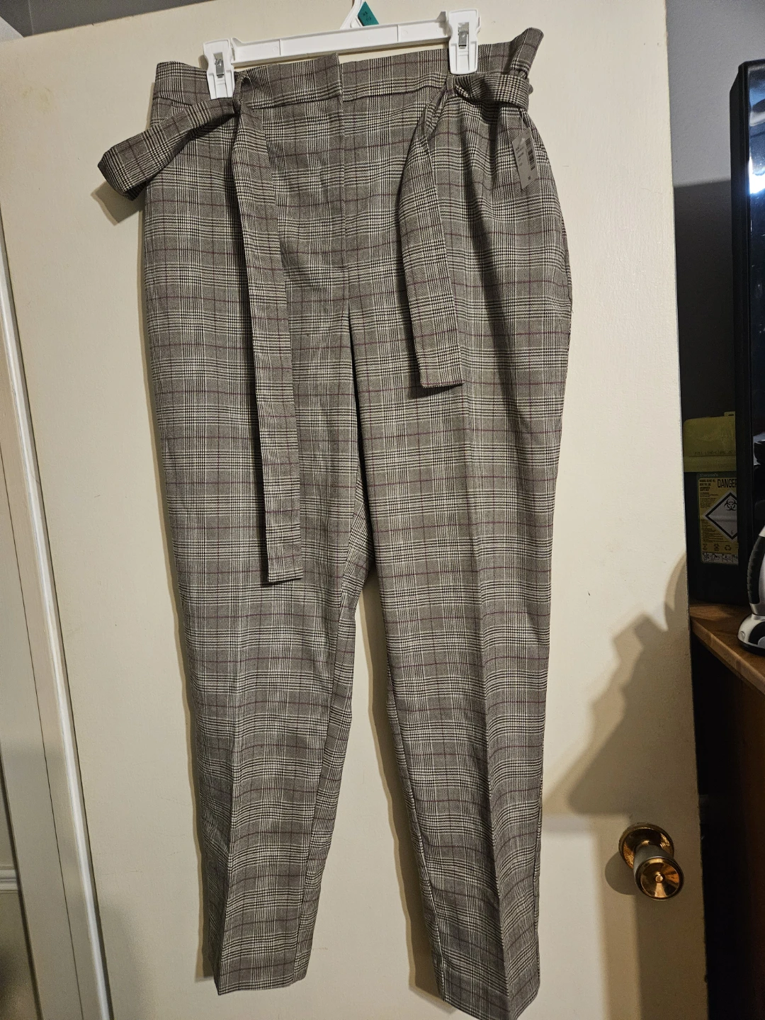 Plaid Belted Trousers Size 16