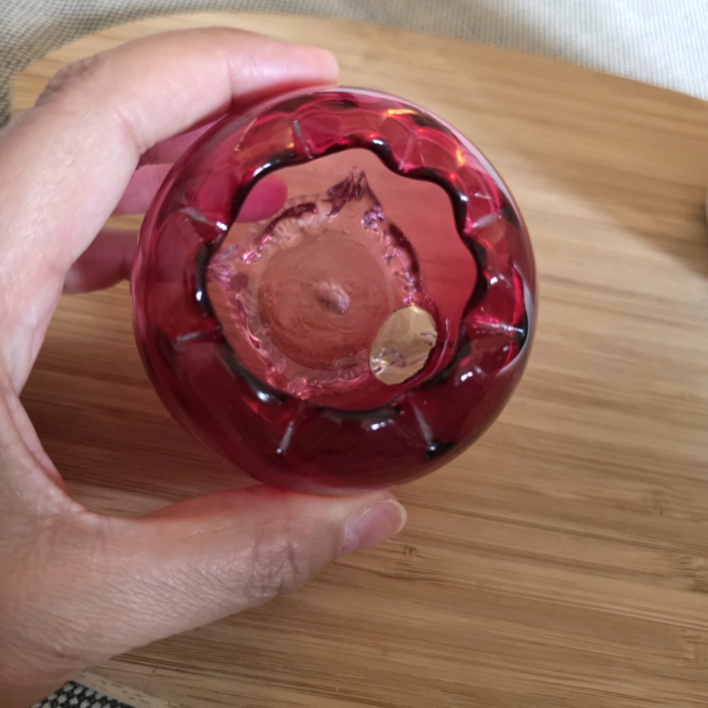 Vintage Ruby Red Glass toothpick holder, match holder - photo 3