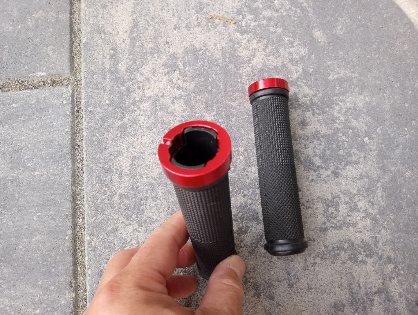 Bike Handlebar Grips with Red Caps