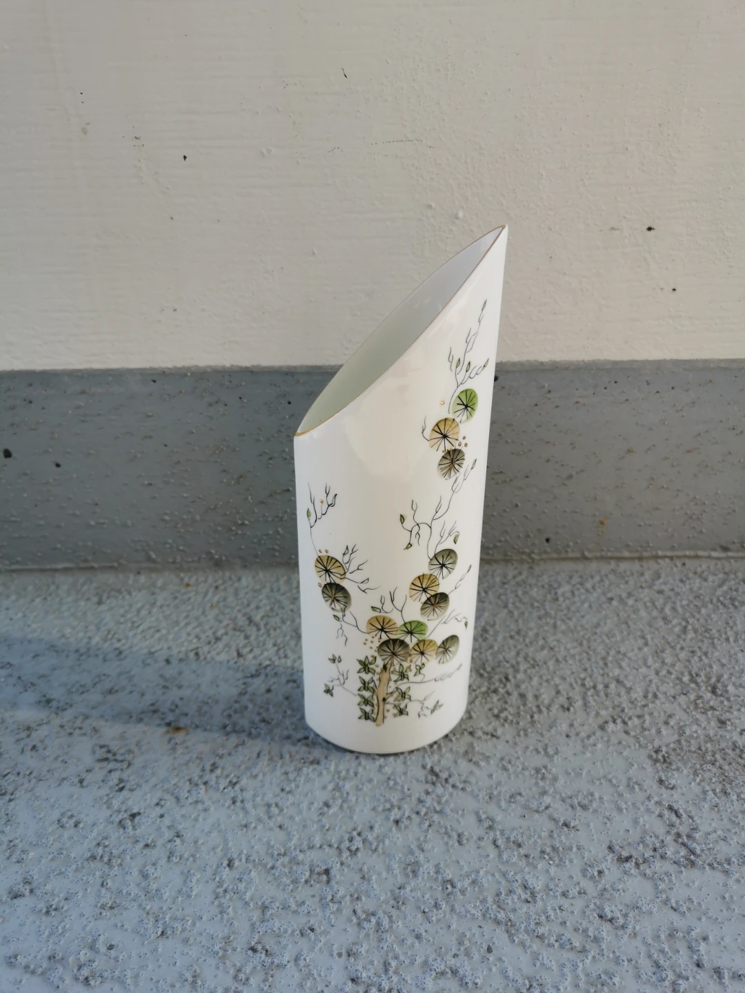Vintage Jiesia Fine Bone China Vase Floral Gold Trim Lithuania