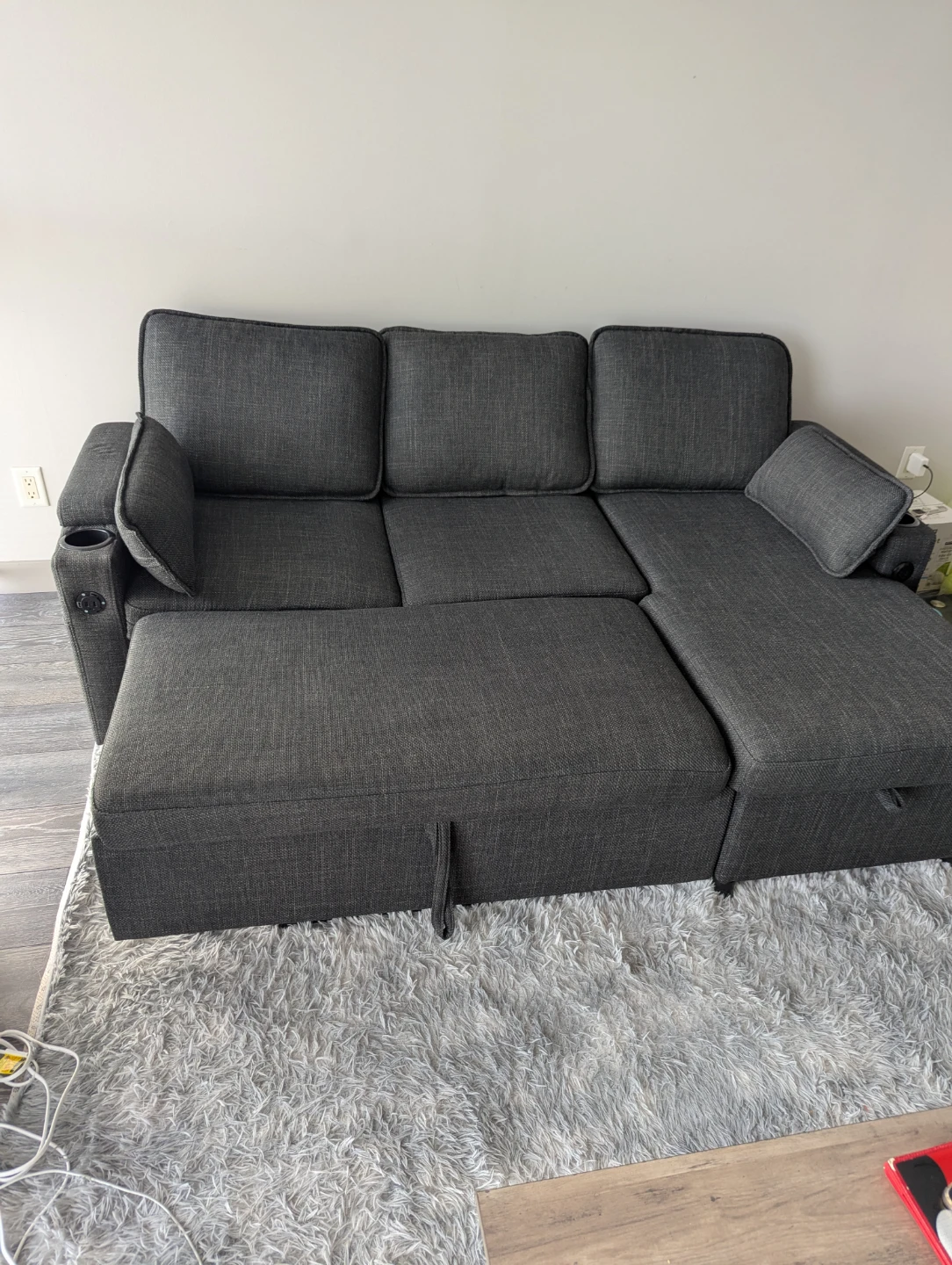 Dark grey sectional sofa with storage - photo 4