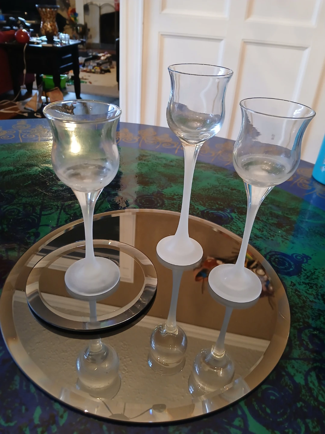Set of 3 tealight holders with mirrors