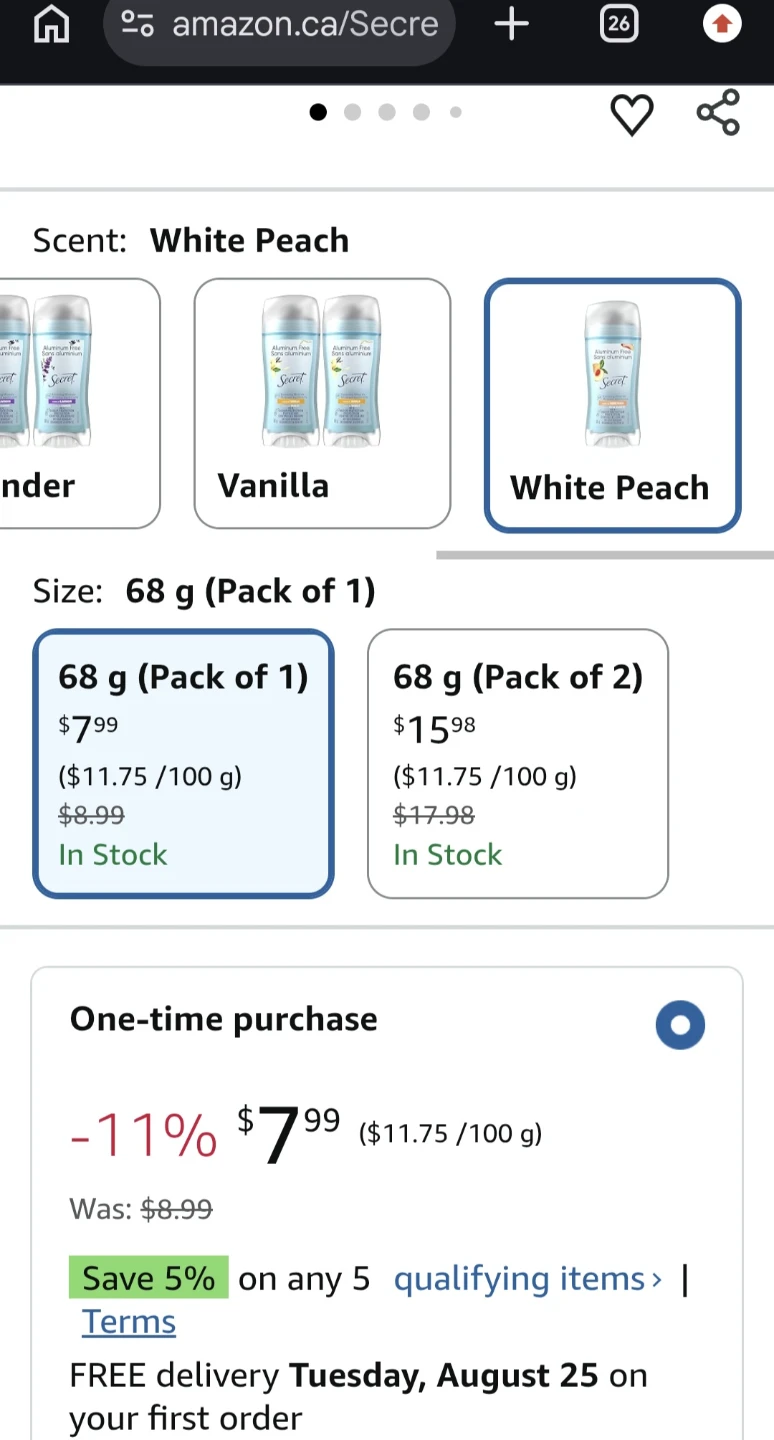 "Secret" Peach Deodorant Aluminum-Free 68g - photo 2
