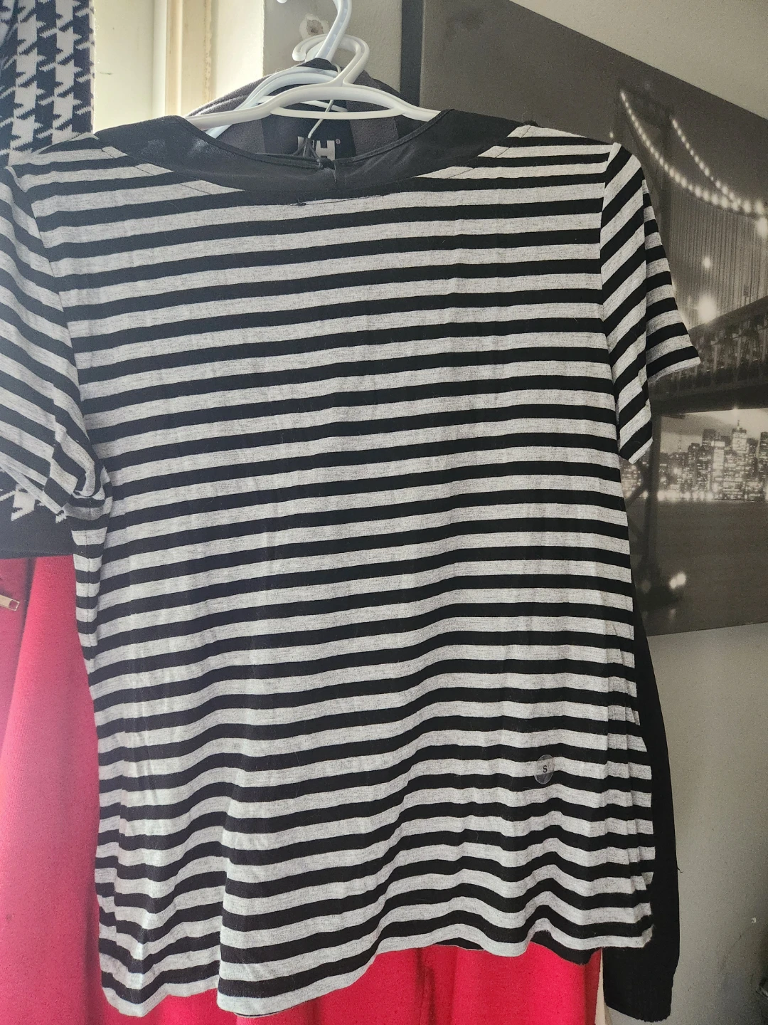 Striped T-shirt with Sheer Collar