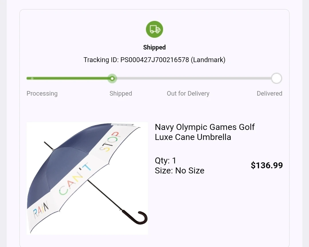 Navy Olympic Games Golf Luxe Cane Umbrella