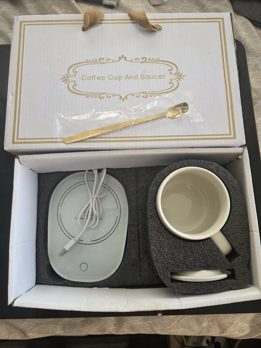 Coffee Cup and Saucer Set with USB Warmer
