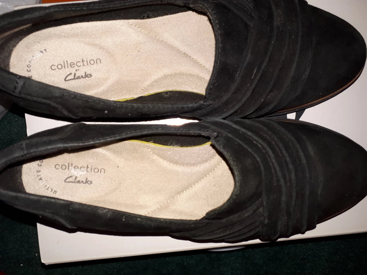 Clarks Collection Black Suede Slip-On Shoes Size 8