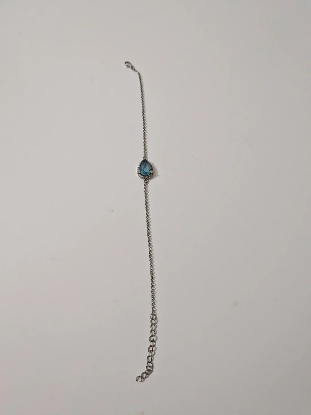 Teardrop Pendant Bracelet with Blue Stone