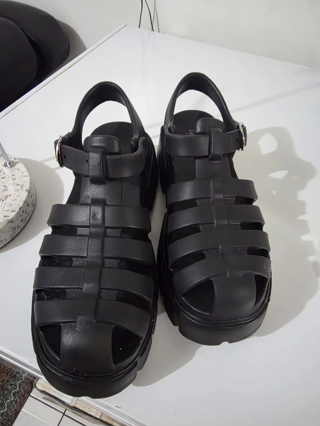 Black Jelly Platform Sandals