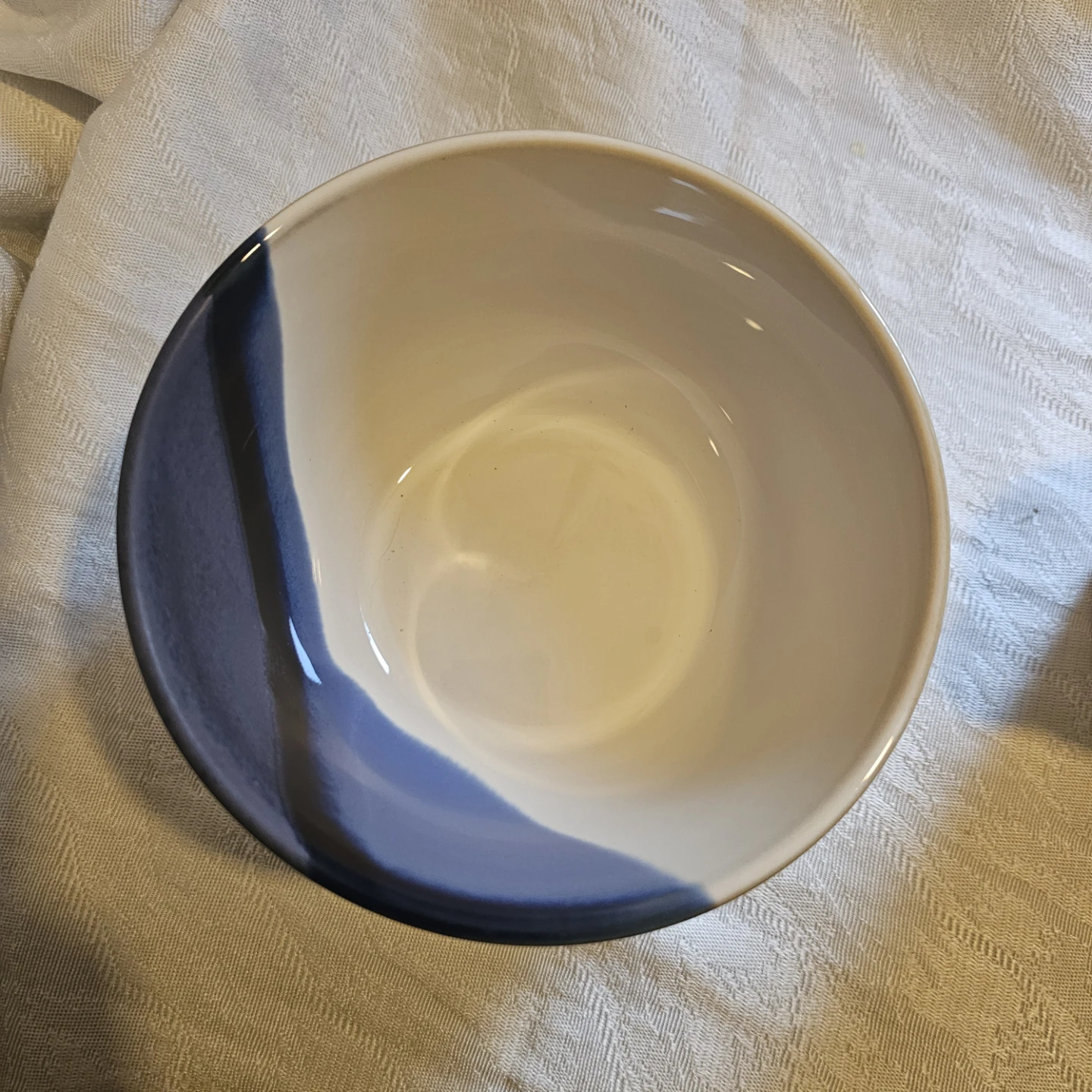 Set of 3 blue & cream Ceramic Bowls