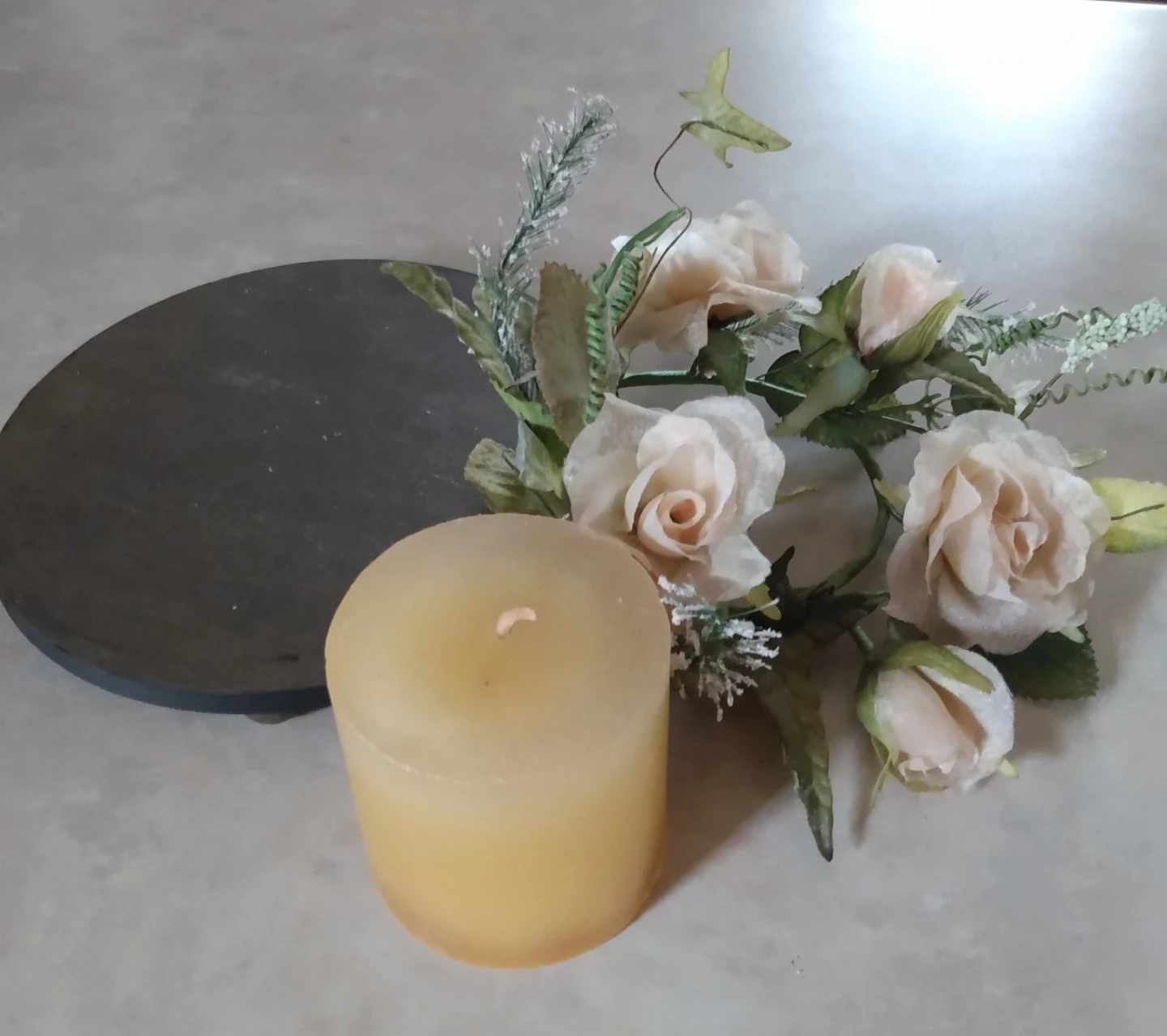 4pcs wooden stand with Floral Wreath and candle - photo 2