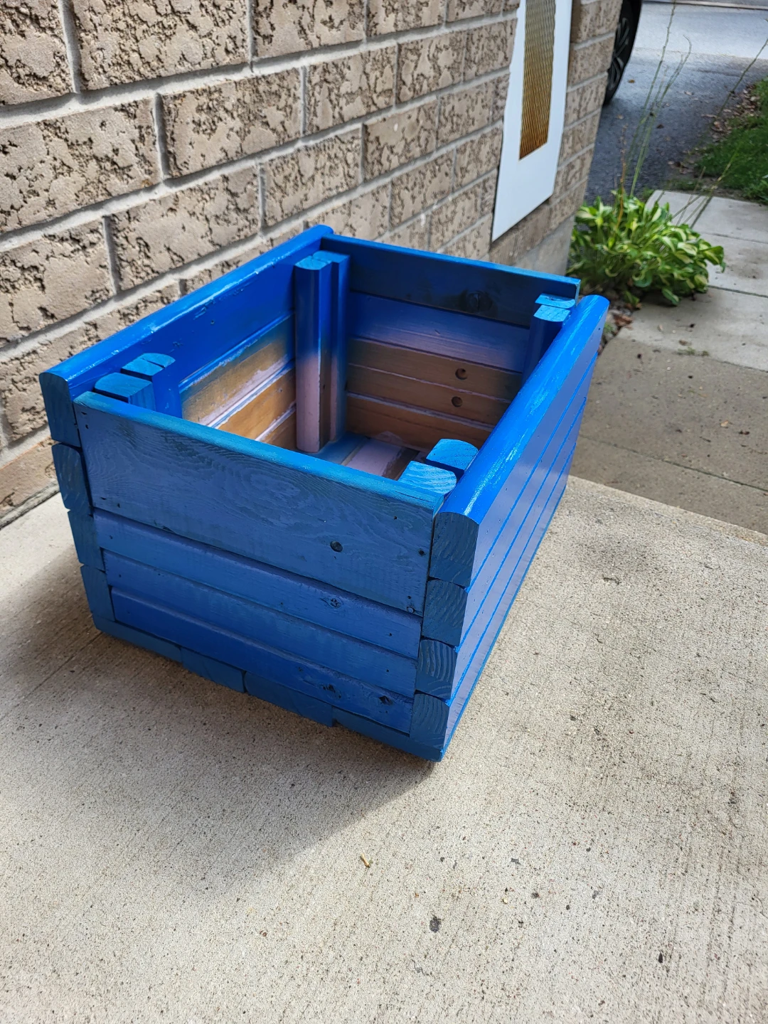 Small Blue Wooden Planter Box - photo 2