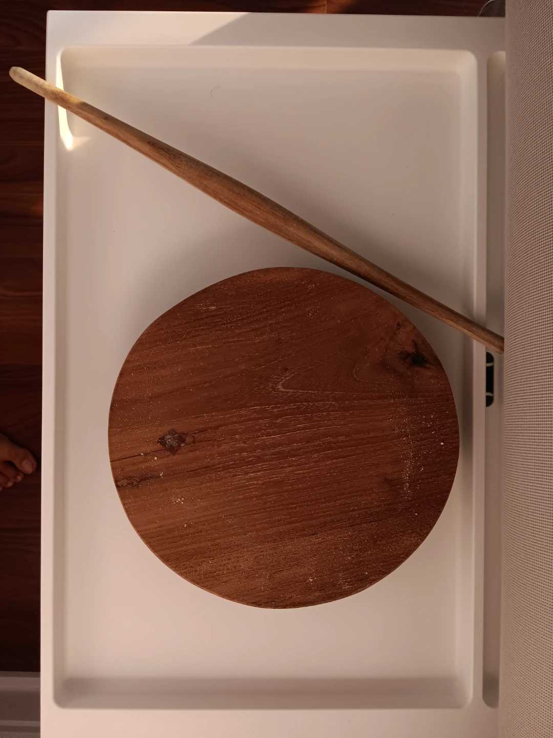 Wooden Rolling Pin and Round Wood Board