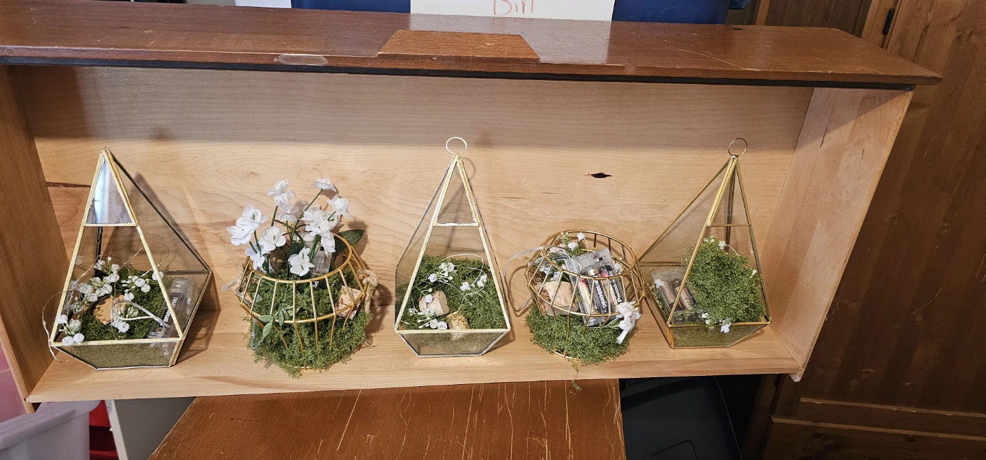 Pyramid,candle holders,moss,rope - photo 3