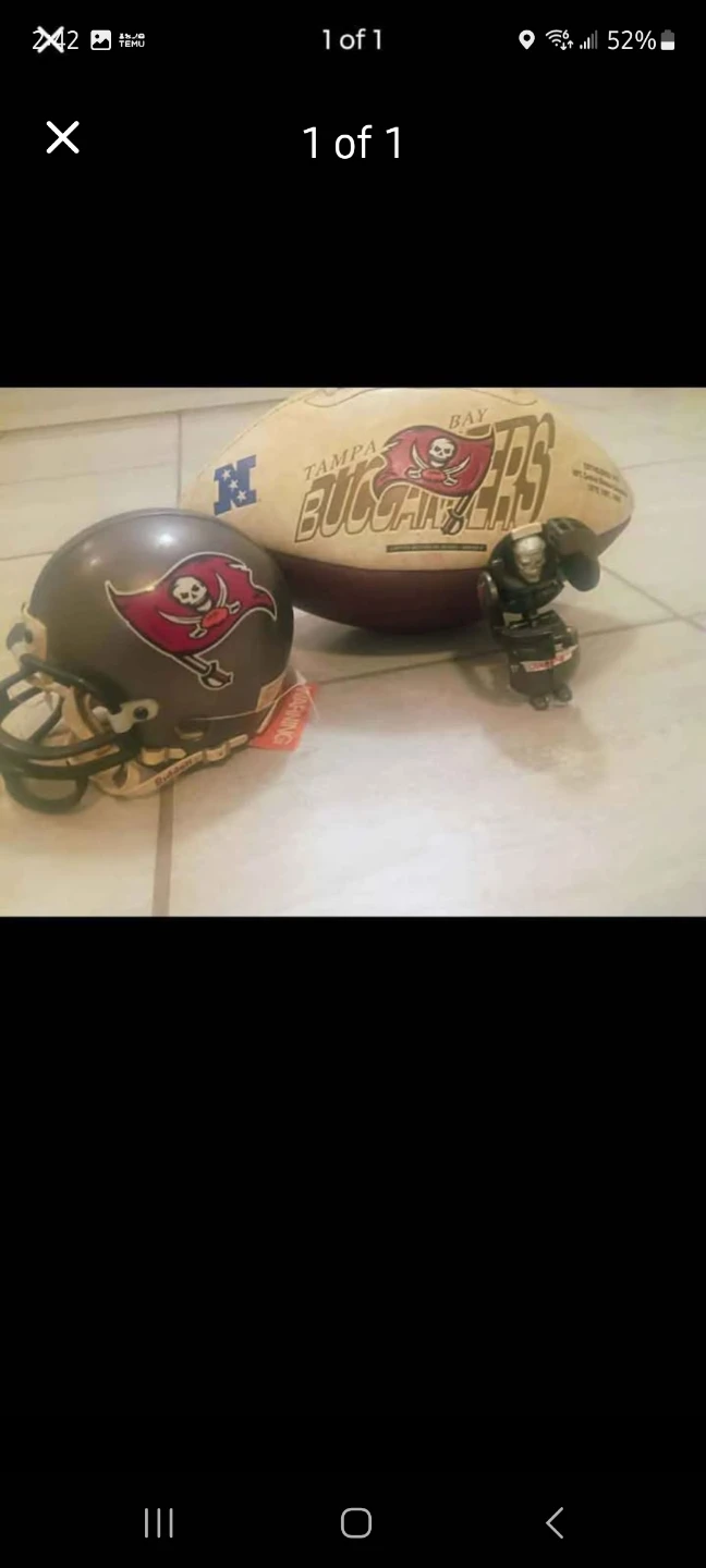 Tampa Bay Buccaneers NFL Football and Mini Helmet Set