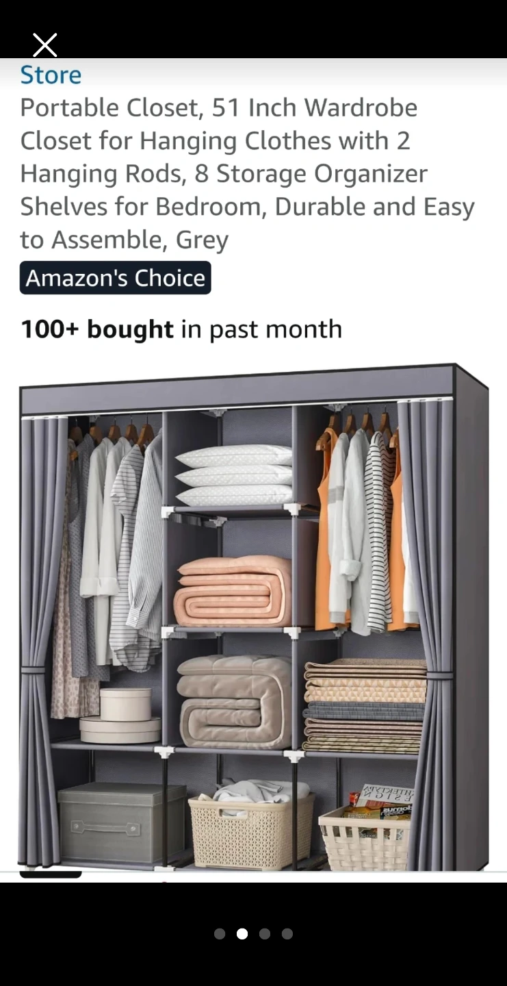 Simbegin Portable Closet Grey 51 Inch