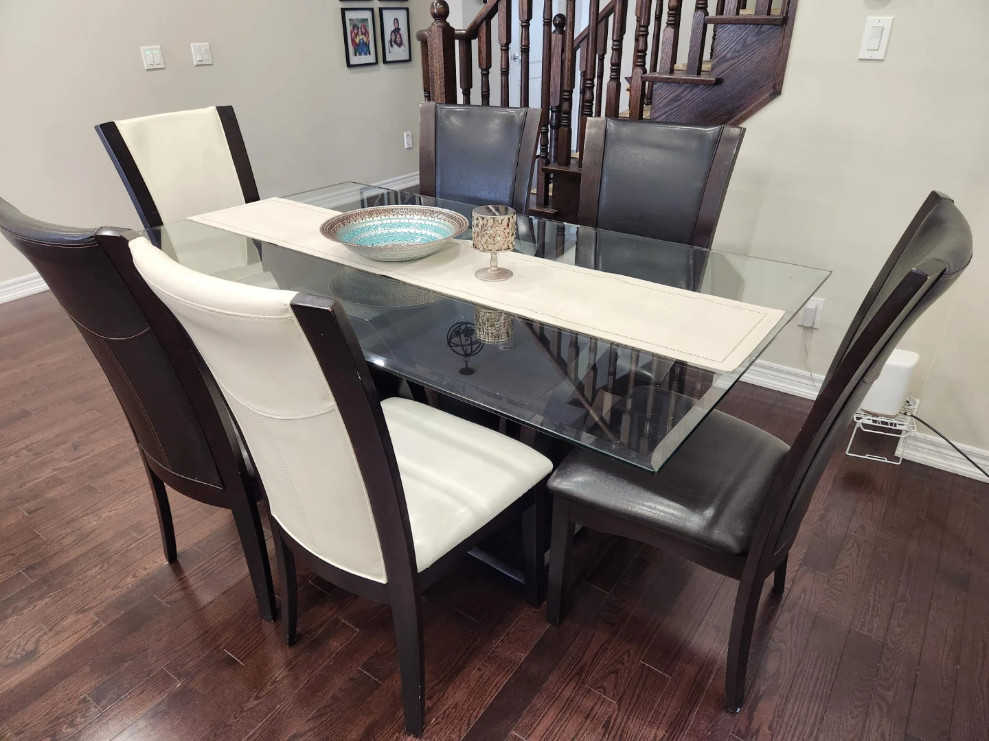 Glass Top Dining Table with 6 Chairs
