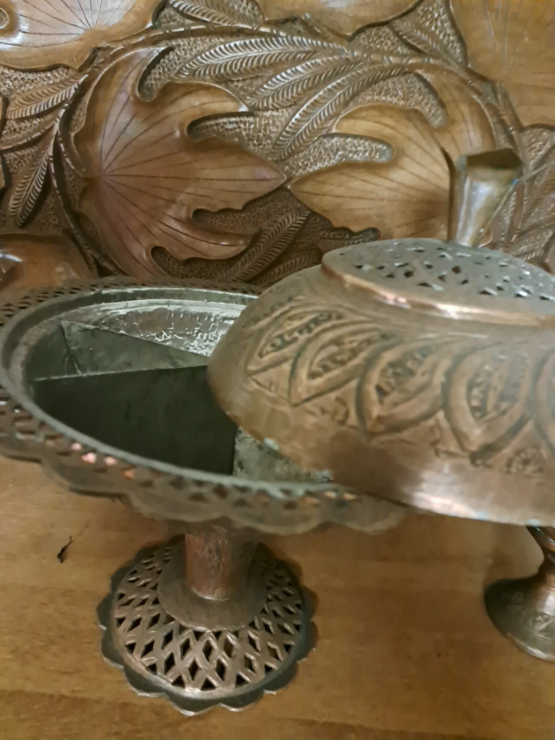 Vintage Copper Footed Bowl with Lid - photo 2