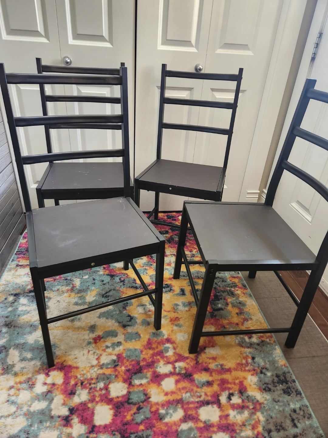 Set of 4 Black Metal Dining Chairs - photo 4