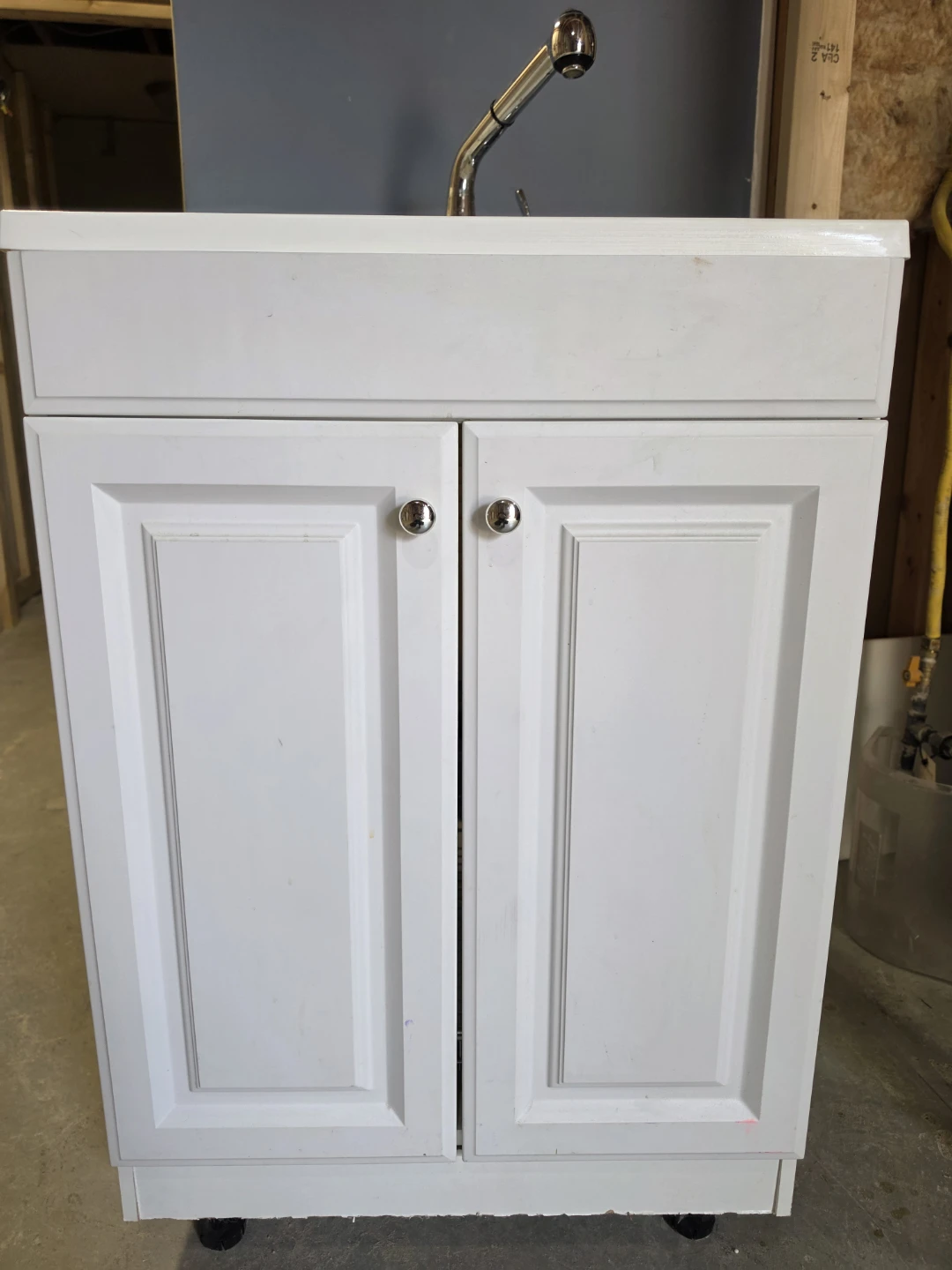 White Bathroom Vanity with Faucet