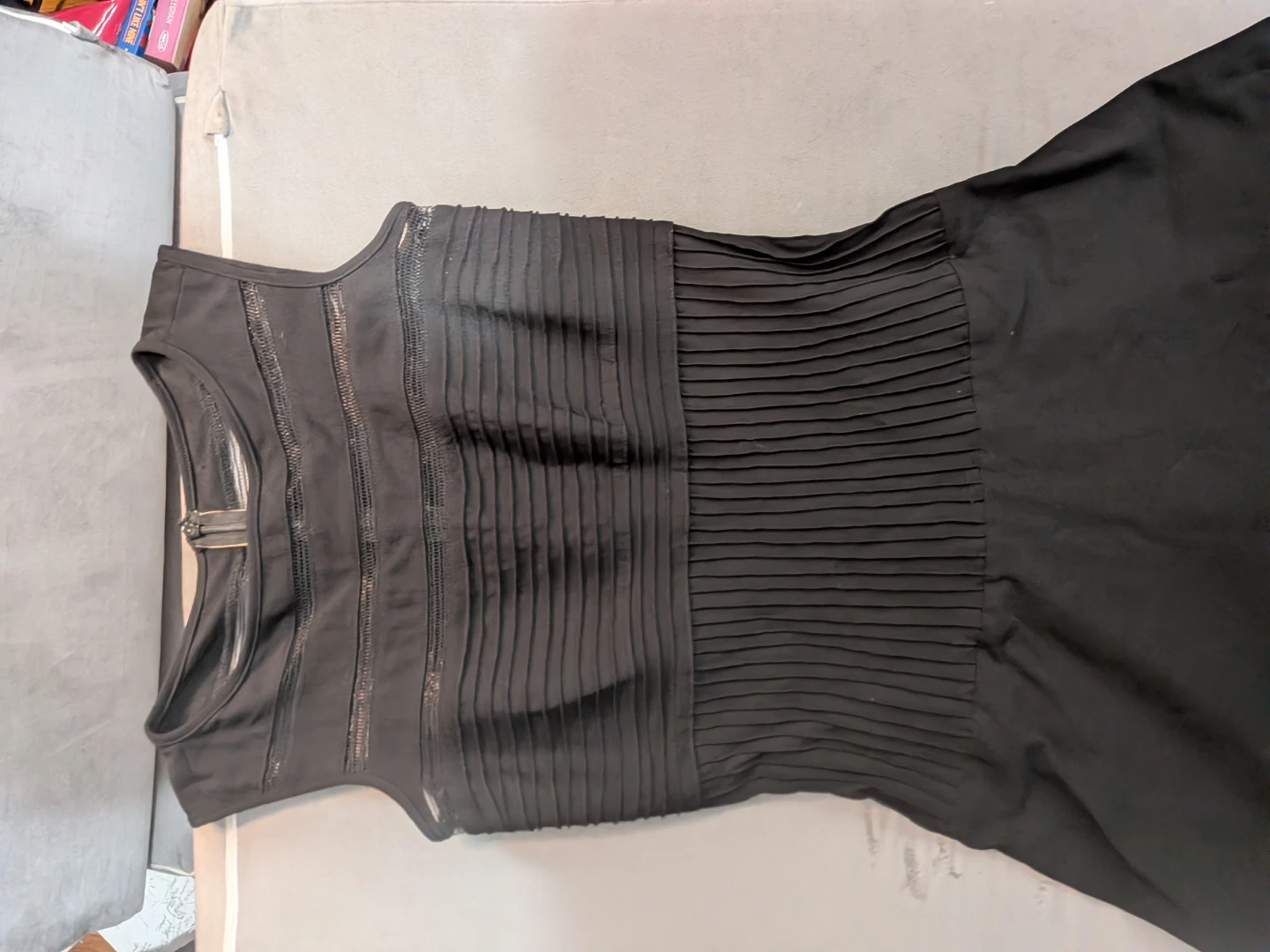 Tadashi Shoji Black Pleated Sheath Dress XS