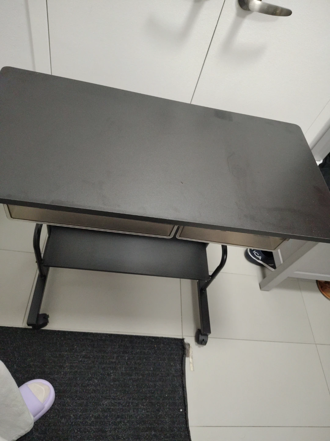 Adjustable Rolling Desk with Drawers