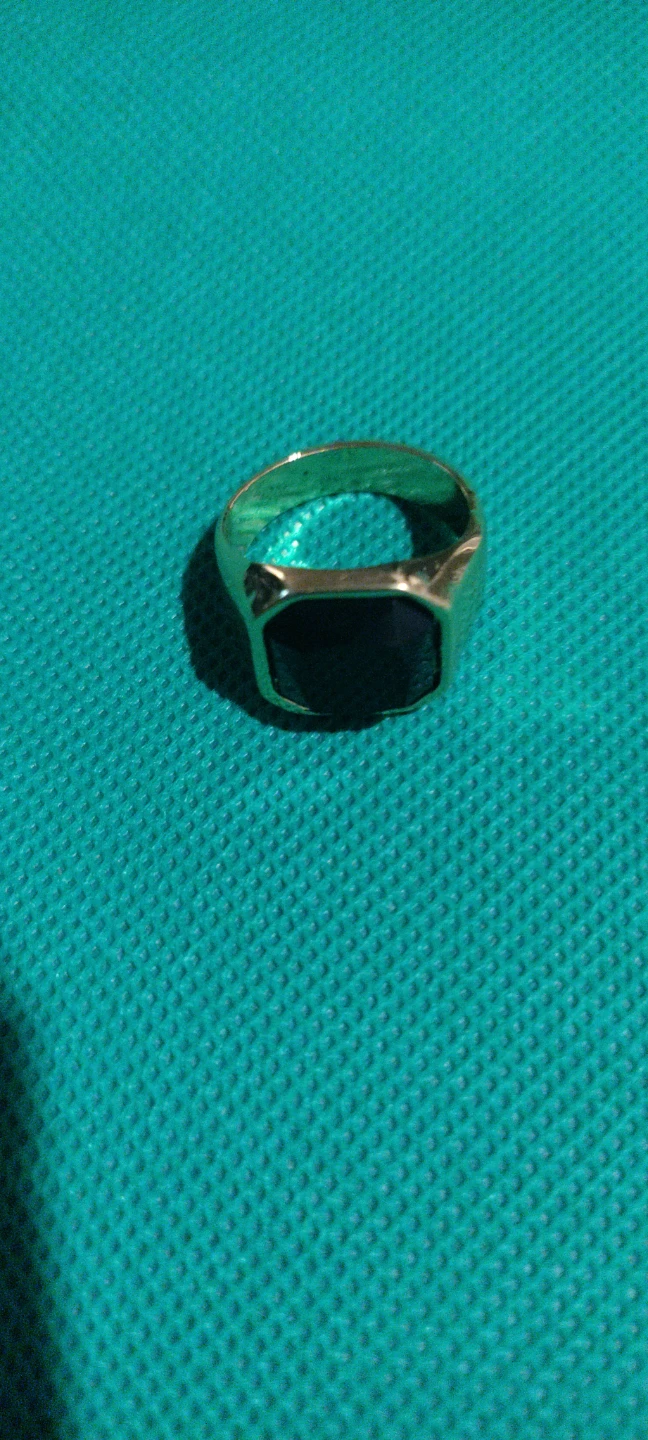 Men's Gold Tone Onyx Ring