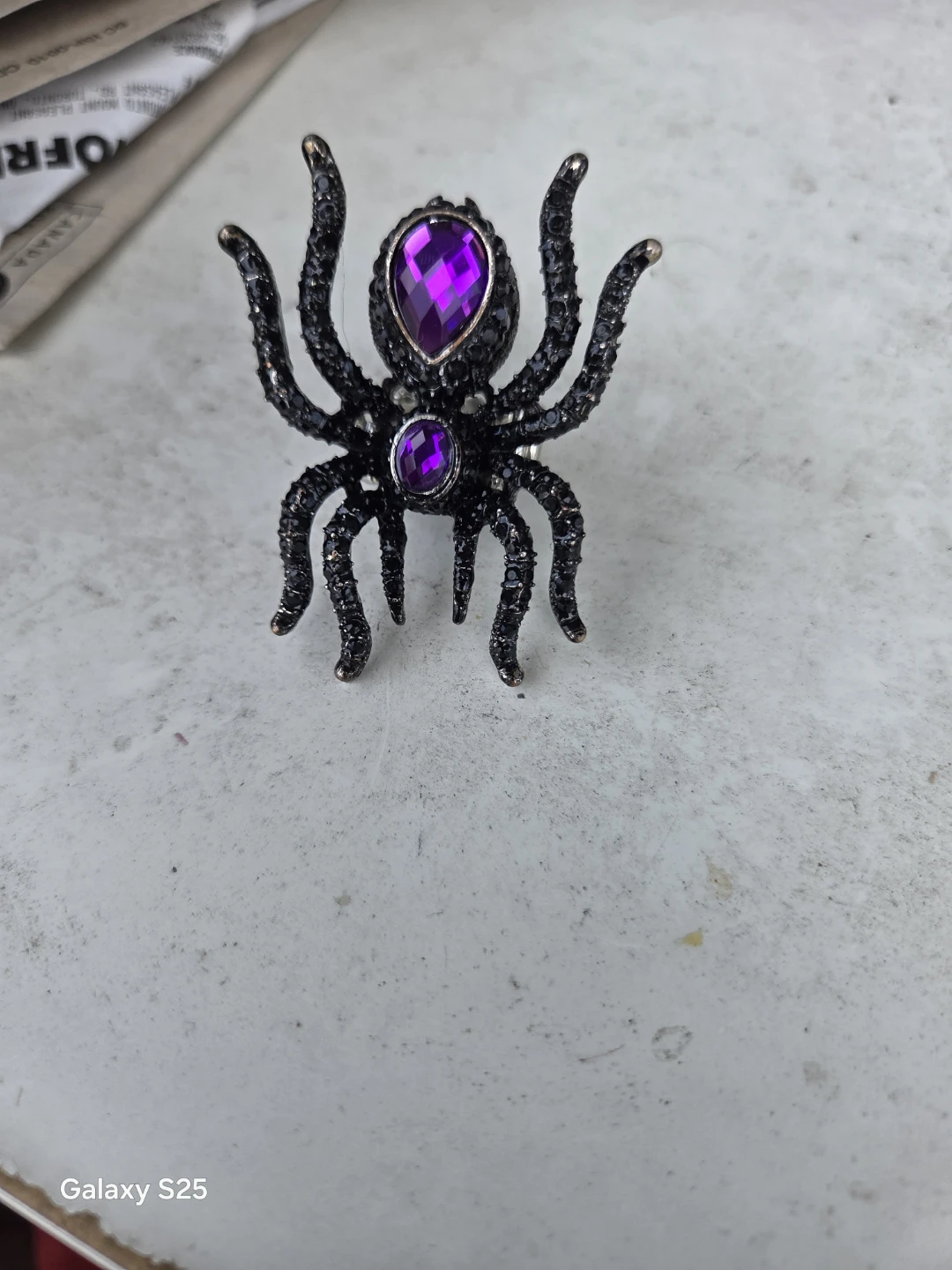 Black Spider Ring with Purple Gems - photo 4