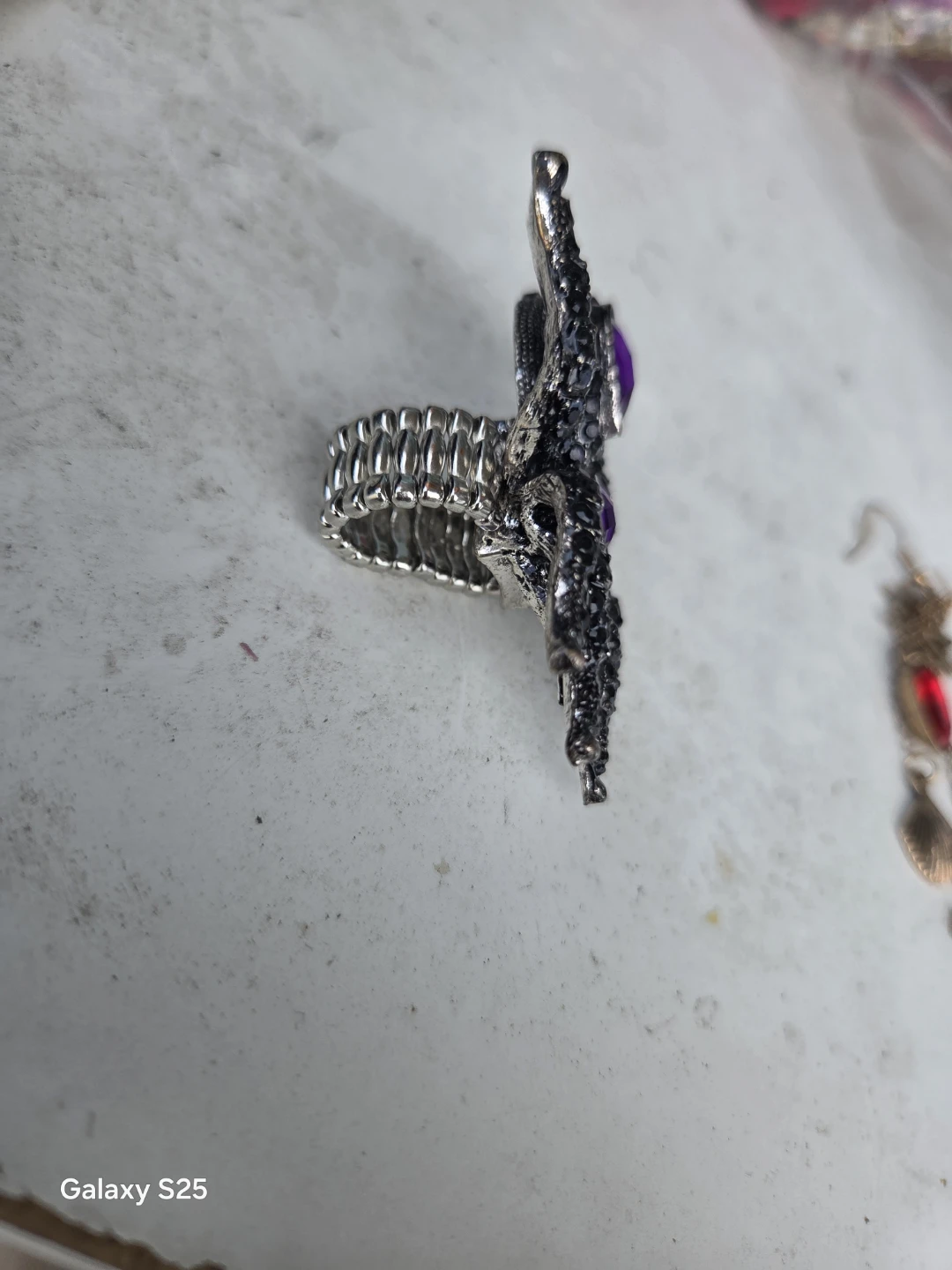 Black Spider Ring with Purple Gems - photo 5