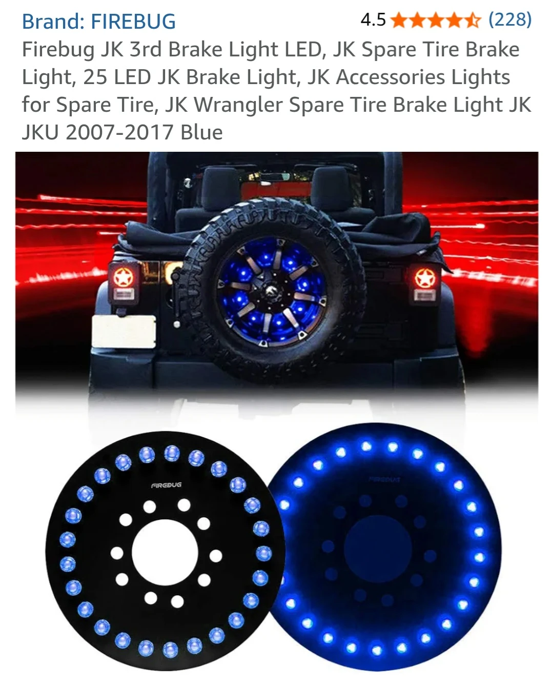 Spare Tire Brake Light LED Jeep Wrangler TJ JK JL / BLUE Light