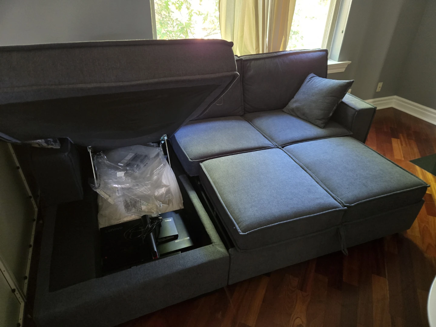 Pull-Out Sleeper Sectional Sofa for 2 with Storage - photo 4