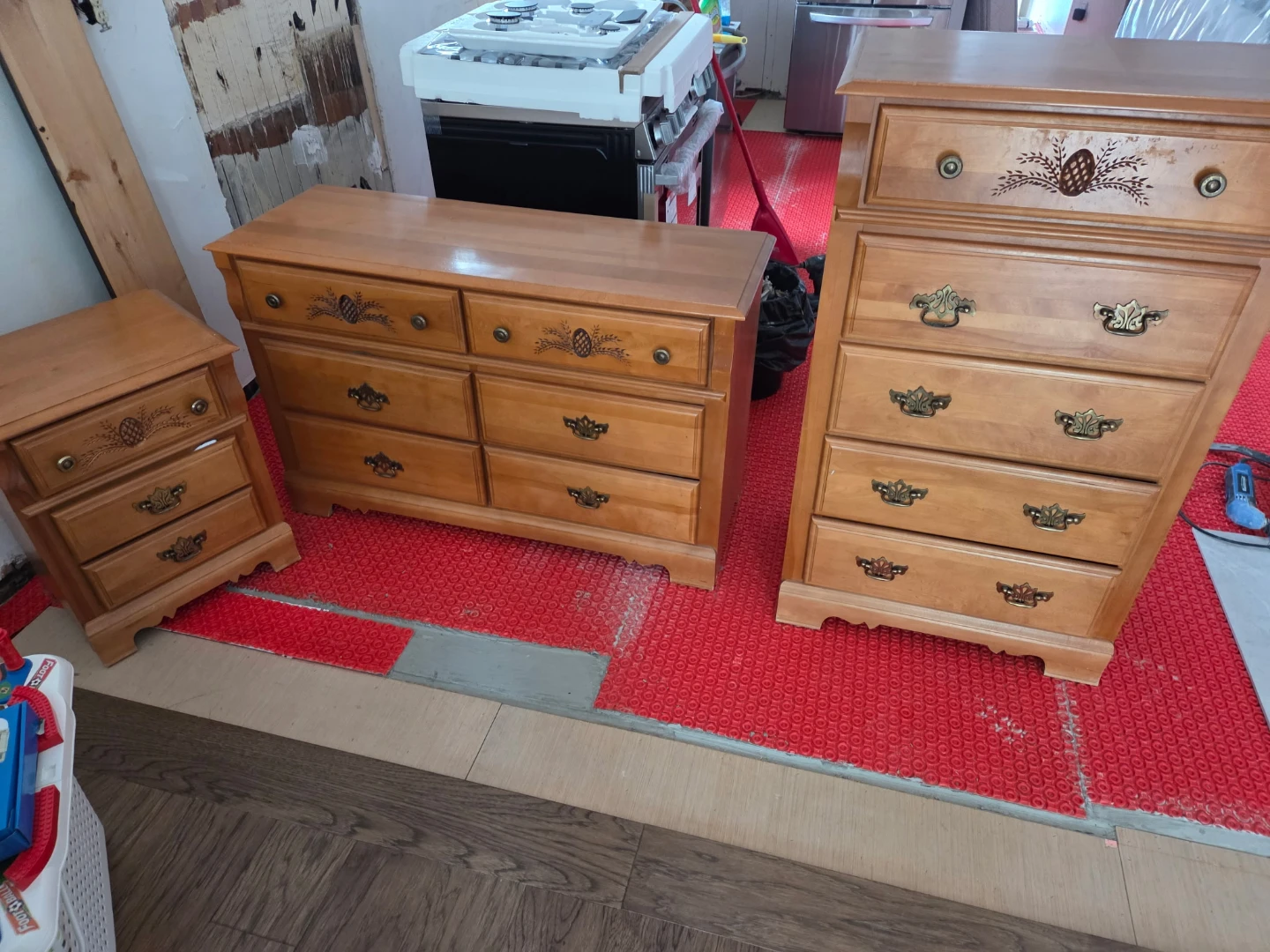 Wooden Dresser and Nightstand Set