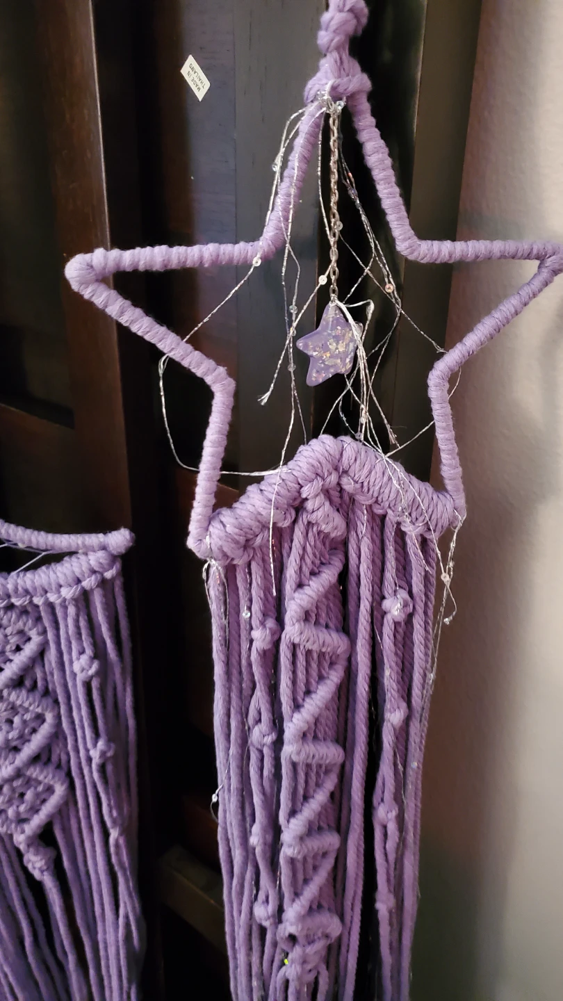 Purple Macrame Moon + star Dreamcatcher with Crescent Moon Charm - photo 4