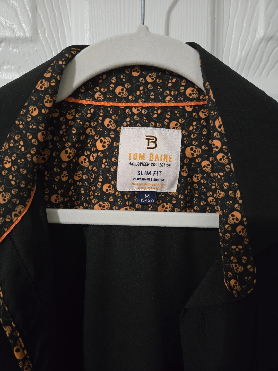 Tom Baine Slim Fit Halloween Shirt - Black Skull Print - photo 4