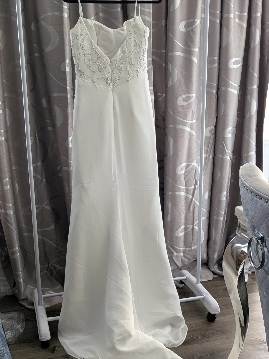 White Strapless Wedding Dress with Beaded Bodice - photo 2